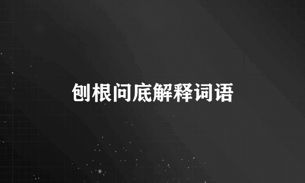刨根问底解释词语