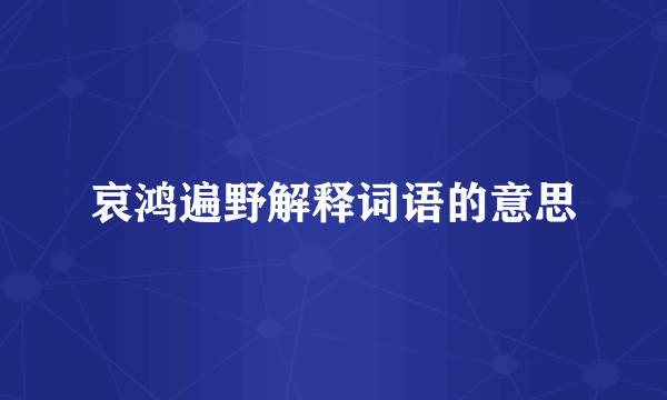 哀鸿遍野解释词语的意思