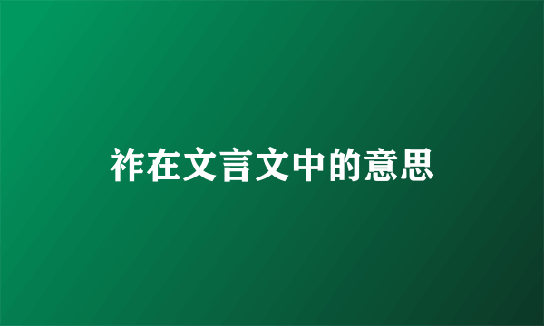 祚在文言文中的意思
