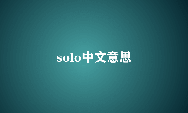 solo中文意思