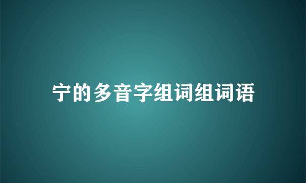 宁的多音字组词组词语