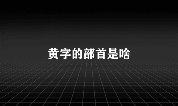 黄字的部首是啥