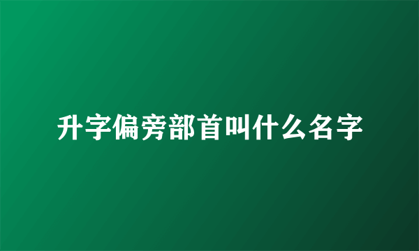 升字偏旁部首叫什么名字