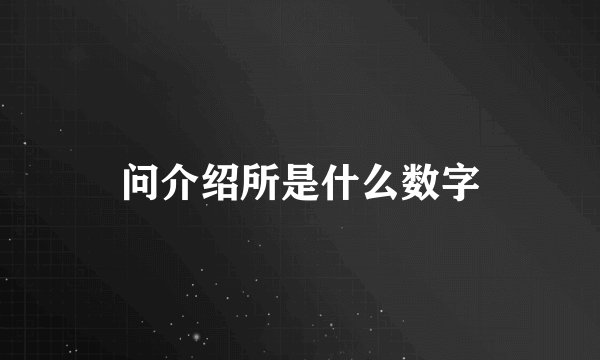 问介绍所是什么数字