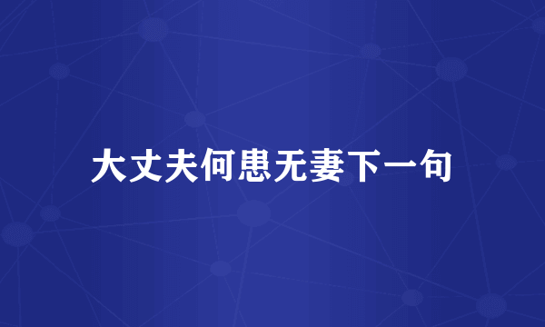 大丈夫何患无妻下一句