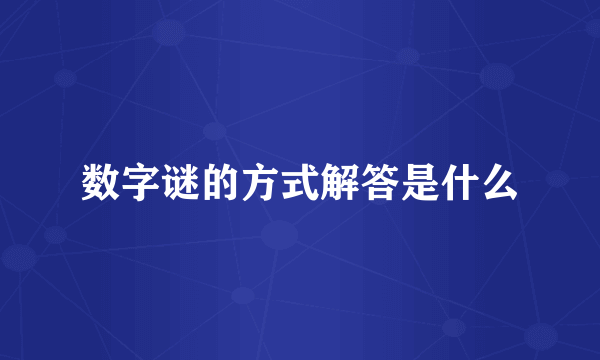 数字谜的方式解答是什么