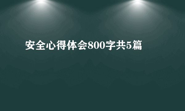 安全心得体会800字共5篇