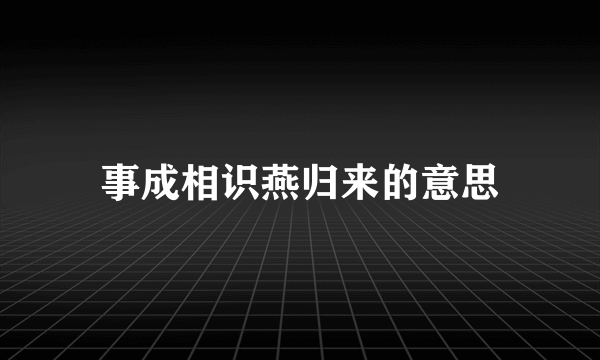 事成相识燕归来的意思