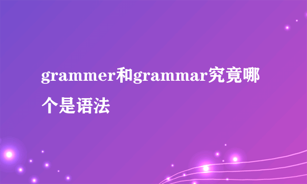grammer和grammar究竟哪个是语法