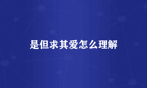 是但求其爱怎么理解