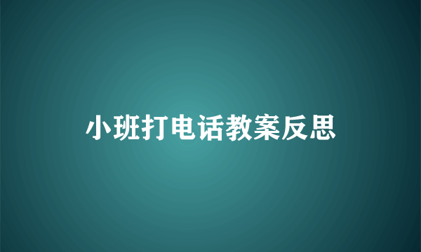 小班打电话教案反思