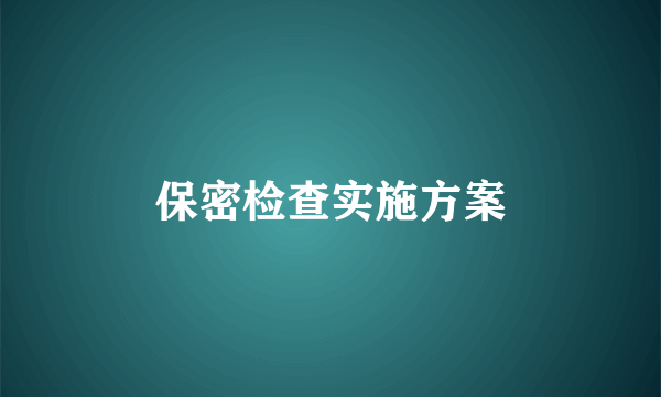 保密检查实施方案