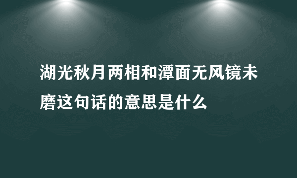 湖光秋月两相和潭面无风镜未磨这句话的意思是什么