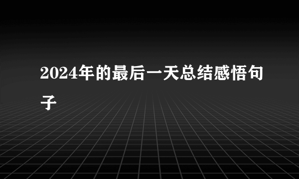 2024年的最后一天总结感悟句子