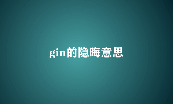 gin的隐晦意思