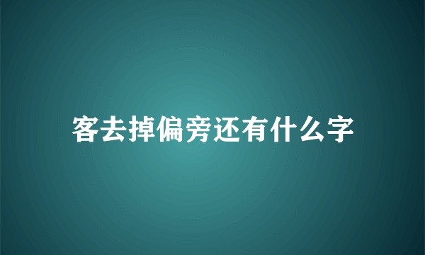 客去掉偏旁还有什么字
