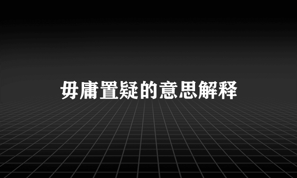 毋庸置疑的意思解释