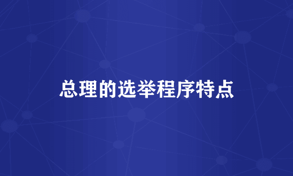 总理的选举程序特点