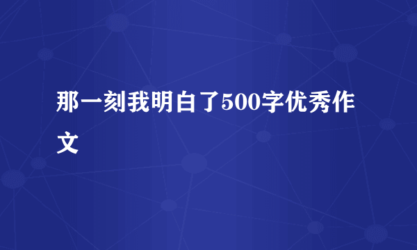 那一刻我明白了500字优秀作文