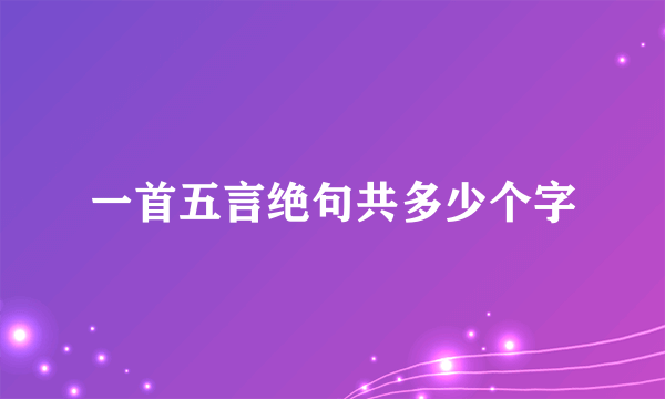 一首五言绝句共多少个字
