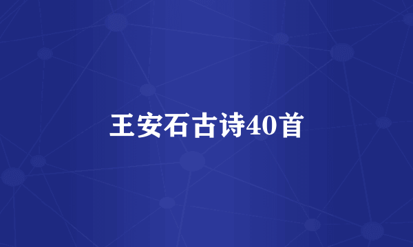 王安石古诗40首