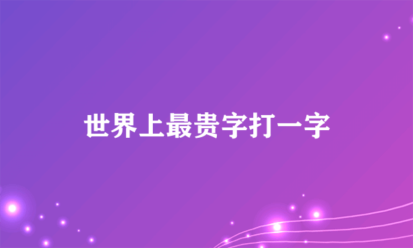 世界上最贵字打一字