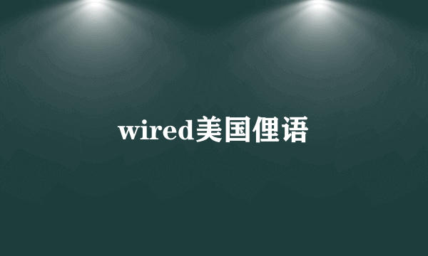wired美国俚语