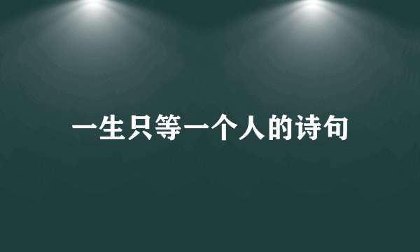 一生只等一个人的诗句