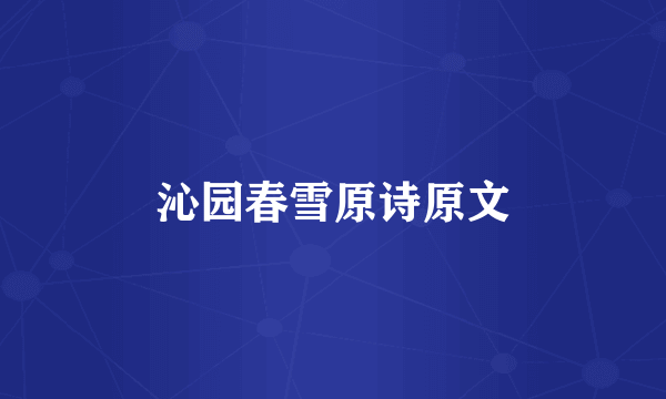 沁园春雪原诗原文