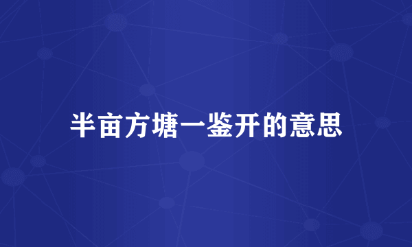 半亩方塘一鉴开的意思