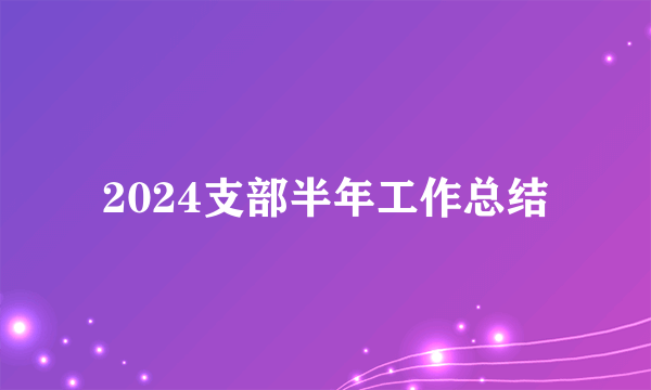 2024支部半年工作总结
