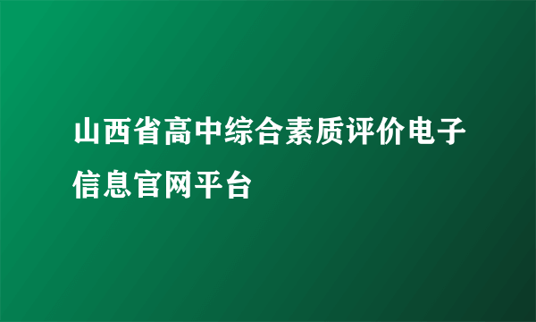 山西省高中综合素质评价电子信息官网平台