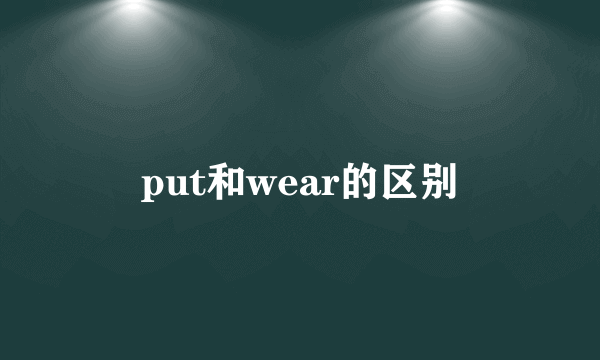 put和wear的区别