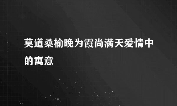 莫道桑榆晚为霞尚满天爱情中的寓意