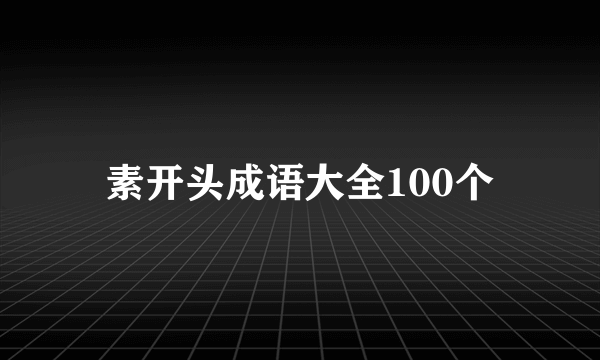 素开头成语大全100个