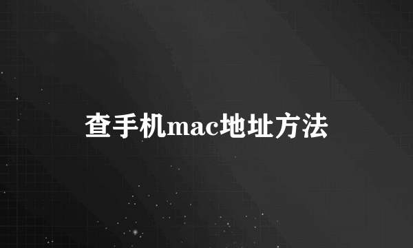 查手机mac地址方法