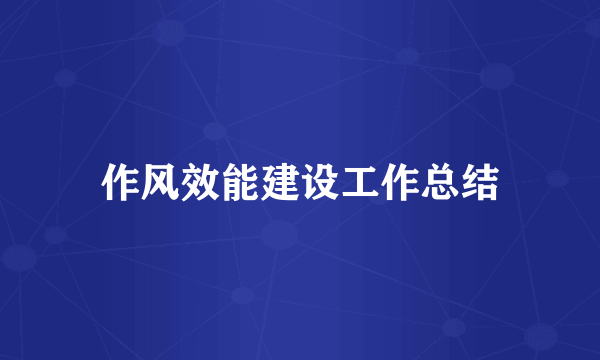 作风效能建设工作总结