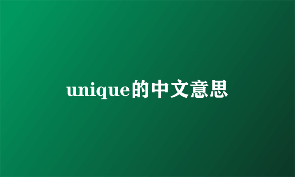 unique的中文意思