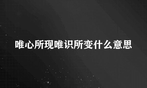 唯心所现唯识所变什么意思