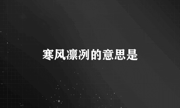 寒风凛冽的意思是