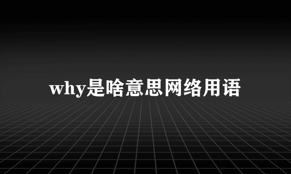 why是啥意思网络用语