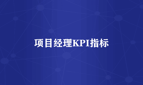 项目经理KPI指标