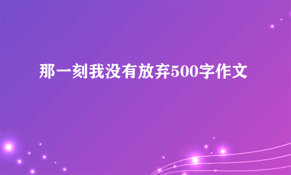 那一刻我没有放弃500字作文
