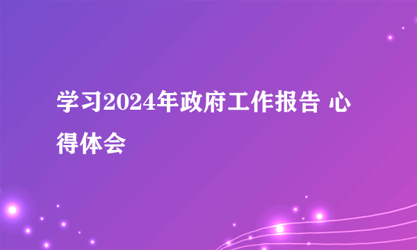 学习2024年政府工作报告 心得体会