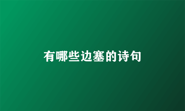 有哪些边塞的诗句