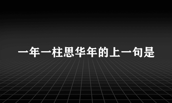 一年一柱思华年的上一句是
