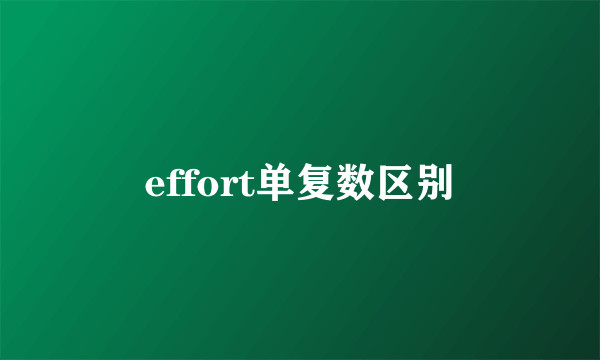 effort单复数区别