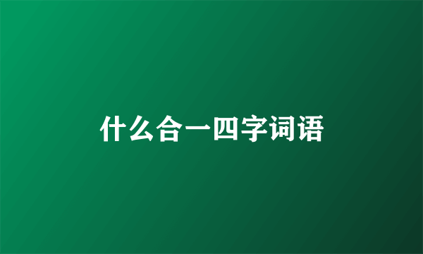 什么合一四字词语