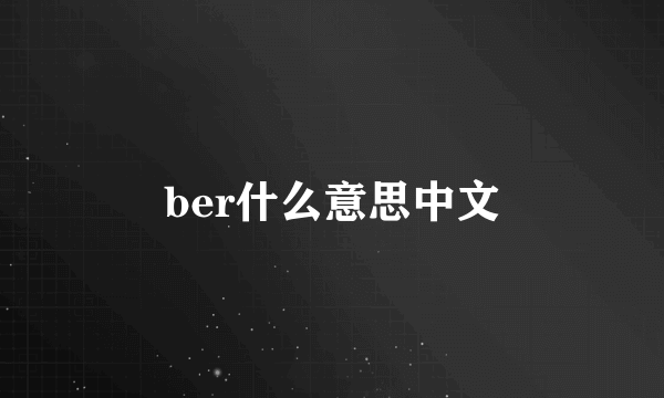 ber什么意思中文