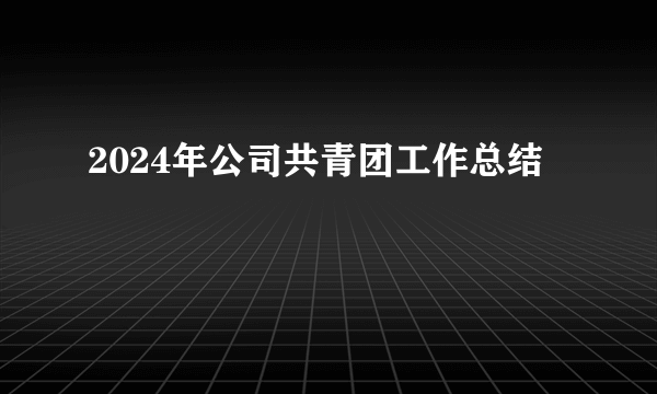 2024年公司共青团工作总结